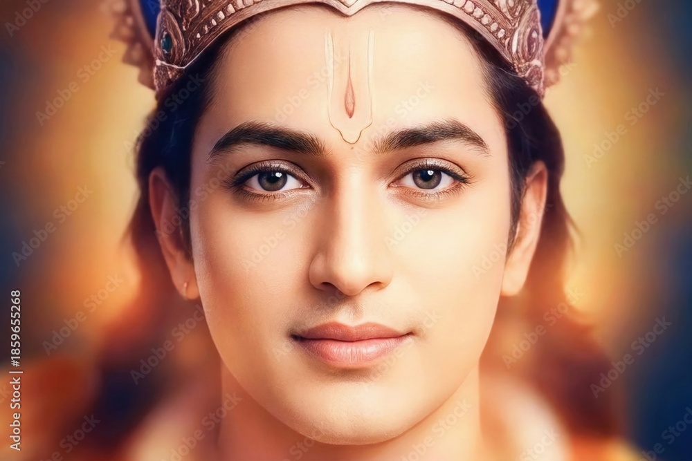 Fototapeta premium Close-Up Shree Ram Face – Gentle Devotional Portrait HD