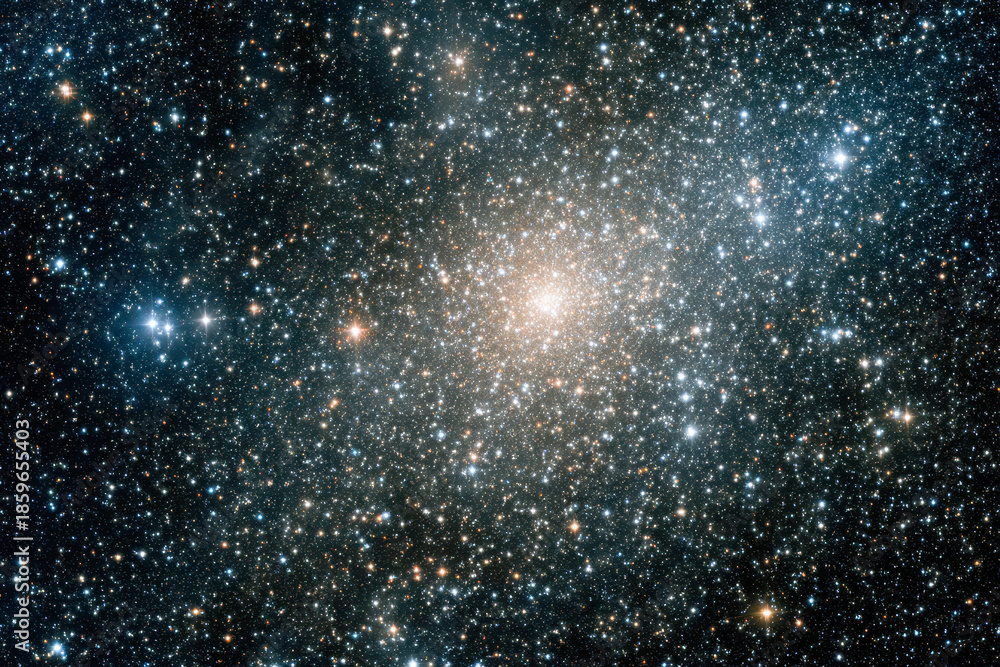Obraz premium Stunning deep space view of a dense cluster of dazzling stars and cosmic dust shimmering in the vast darkness of the universe captured with high clarity