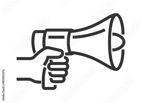 Hand with megaphone icon in bold line