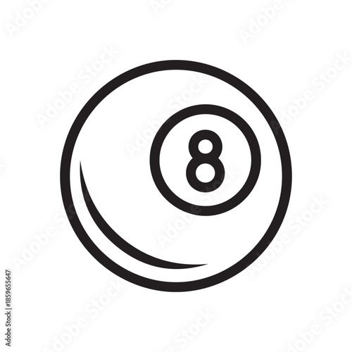 Black and White Icon of an Eight Ball