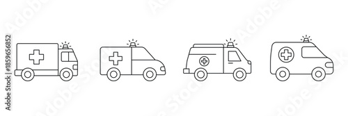 A set Ambulance car icon of Medical car icon set Emergency ambulance car icon set .eps10