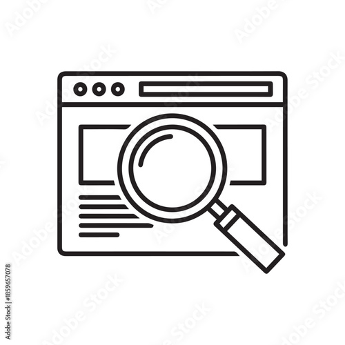 Magnifying Glass Over Web Browser Window Icon