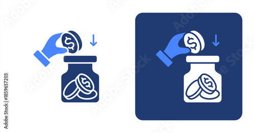 Savings Glyph Color  Two-tone color and contrasting background icon illustration