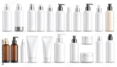 Various cosmetic containers in different shapes and sizes