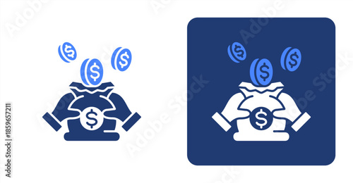 Income Glyph Color  Two-tone color and contrasting background icon illustration