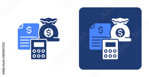 Budget Glyph Color  Two-tone color and contrasting background icon illustration