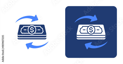 Cashflow Glyph Color  Two-tone color and contrasting background icon illustration