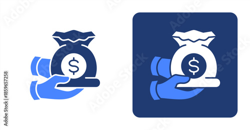 Capital Glyph Color  Two-tone color and contrasting background icon illustration