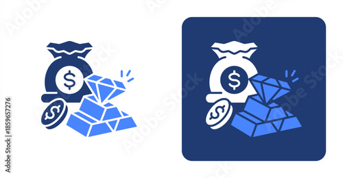 Wealth Glyph Color  Two-tone color and contrasting background icon illustration