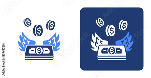 Financial Freedom Glyph Color  Two-tone color and contrasting background icon illustration