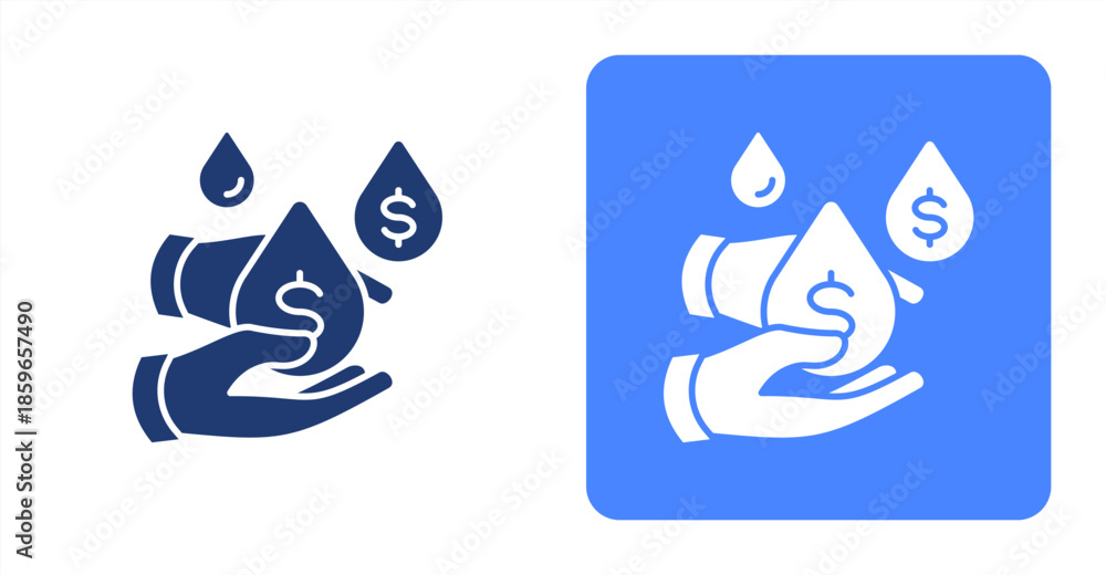 Obraz premium Liquidity Glyph Two-tone color and contrasting background icon illustration