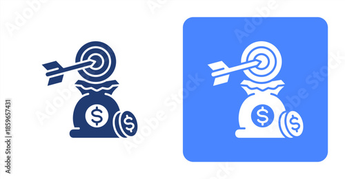 Goals Glyph  Two-tone color and contrasting background icon illustration