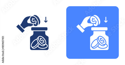 Savings Glyph  Two-tone color and contrasting background icon illustration