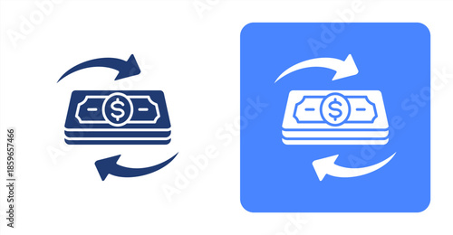Cashflow Glyph  Two-tone color and contrasting background icon illustration