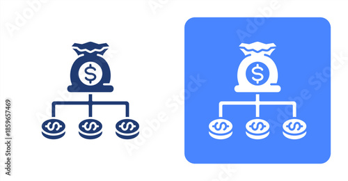 Diversify Glyph  Two-tone color and contrasting background icon illustration