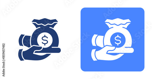 Capital Glyph  Two-tone color and contrasting background icon illustration