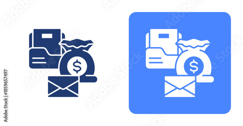 Portfolio Glyph  Two-tone color and contrasting background icon illustration