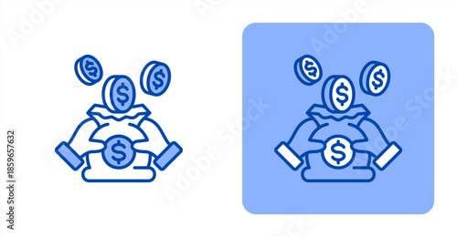 Income Line Color  Two-tone color and contrasting background icon illustration