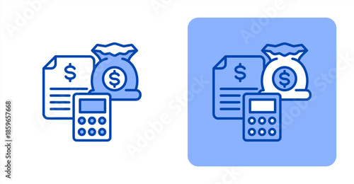 Budget Line Color  Two-tone color and contrasting background icon illustration
