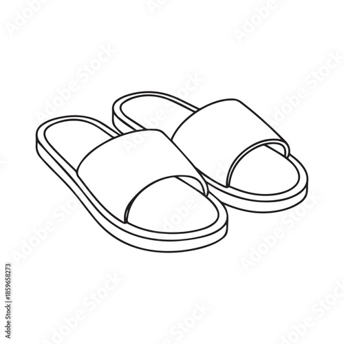 Simple Line Art of Two Slippers