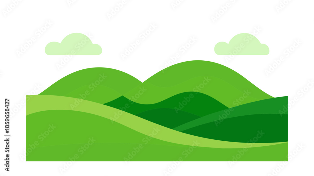 Fototapeta premium flat landscape illustration of green hills smooth for web and graphic design