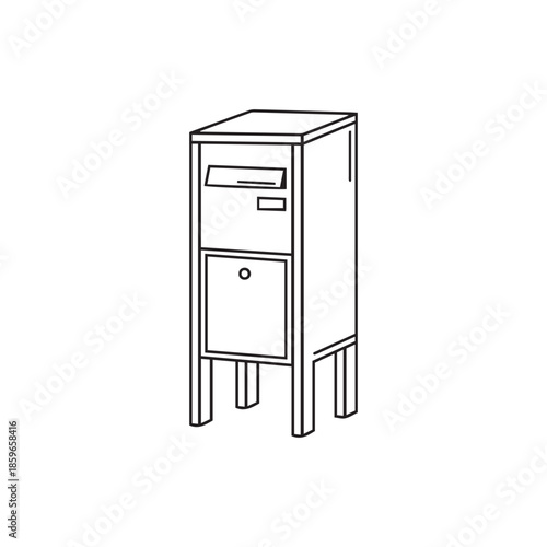 Simple Line Drawing of a Mailbox