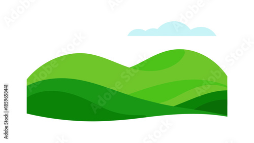 flat landscape illustration of green hills smooth for web and graphic design