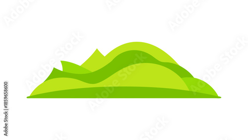 flat topped mesa style hills in a bright lime gree for web and graphic design