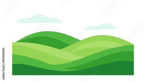 flat vector illustration of rolling green hills m for web and graphic design