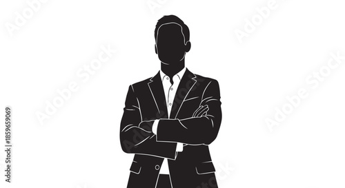 Professional businessman silhouette with crossed arms representing corporate identity