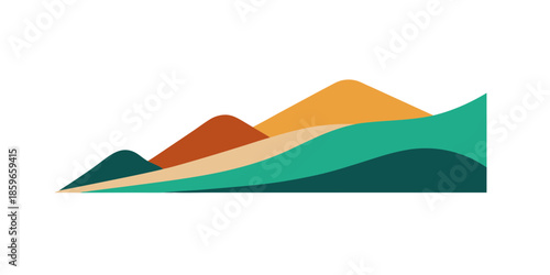 hills with a split showing a tiny minimalist roc for web and graphic design