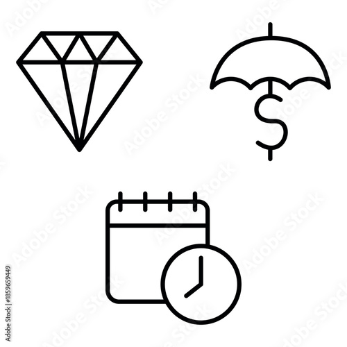 Business and Finance Icon Set Vector Line Art Design Template