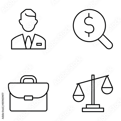 Business and Finance Icon Set Vector Line Art Design Template