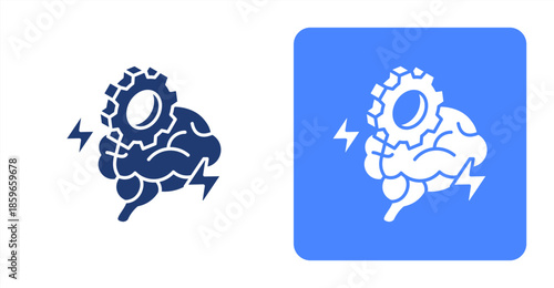 Logical Thinking GlyphTwo-tone color and contrasting background icon illustration