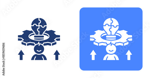 Cognitive GlyphTwo-tone color and contrasting background icon illustration