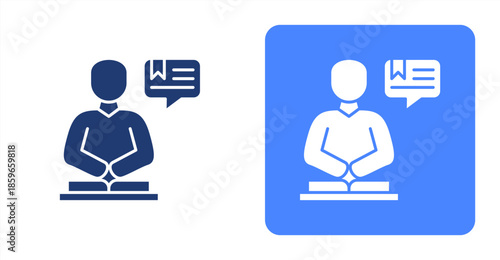 Learning GlyphTwo-tone color and contrasting background icon illustration