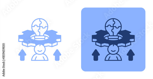 Cognitive MixedTwo-tone color and contrasting background icon illustration