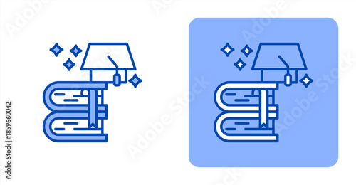 Education Line ColorTwo-tone color and contrasting background icon illustration
