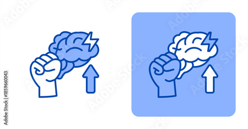 Brainstorming Line ColorTwo-tone color and contrasting background icon illustration