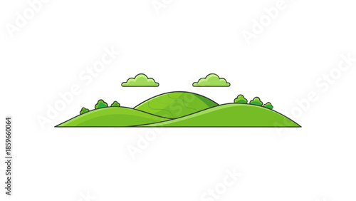 minimal green hills illustration flat vector styl for web and graphic design
