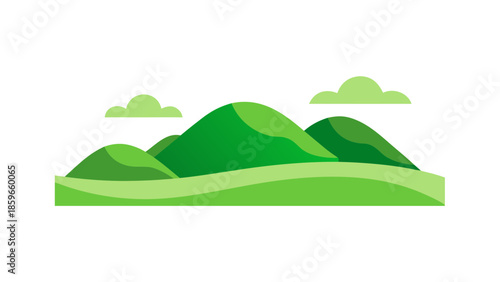 minimal green hills illustration flat vector styl for web and graphic design