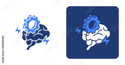 Logical Thinking Glyph ColorTwo-tone color and contrasting background icon illustration