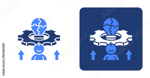 Cognitive Glyph ColorTwo-tone color and contrasting background icon illustration