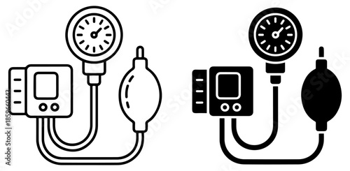 blood pressure medical line icon set