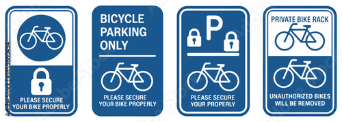 bicycle parking sign icon set
