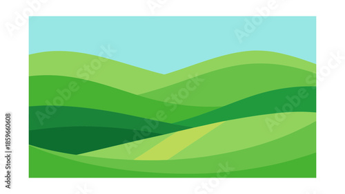 simple green hills landscape flat smooth design for web and graphic design