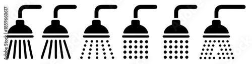 toilet shower bathroom icon set