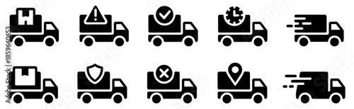 delivery truck shipping icon set