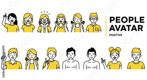 Cartoon people avatar positive expressions japanese style coming of age day concept