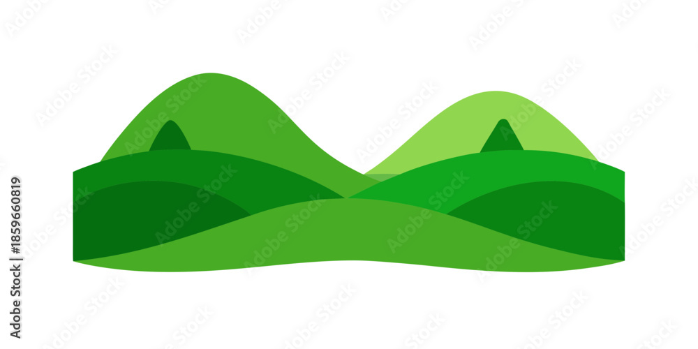 Obraz premium two symmetrical green hills small valley for web and graphic design